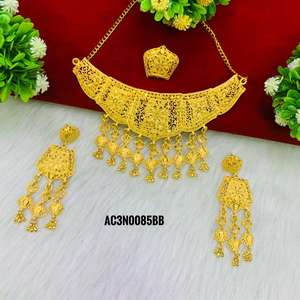 Conjunto de Collar Choker Chapado en Oro con Forma de Flor, Última Moda, para Bodas y Fiestas - Collar con Dijes para Mujer - Product Image 3