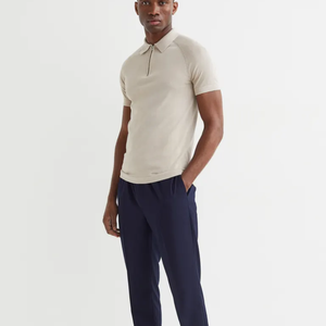 Polo de manga corta para hombre, Polo a rayas en el pecho, color a juego, solapas de colocación a la moda, Polo de manga corta para hombre - Product Image 4