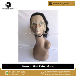 Le plus demandé 100% brut non transformé 16 pouces extensions de cheveux humains ondulés naturels pleine perruque de dentelle de l'Inde - Product Image 2