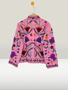 Veste d'hiver indienne faite à la main pour femmes décontracté brodé Suzani pardessus tissu tissé vêtements d'extérieur lavés cadeau parfait pour elle - Product Image 6