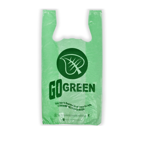 Sac de t-shirt de supermarché personnalisé OXO + PLA biodégradable 100% compostable à gousset latéral bon prix pour l'emballage. - Product Image 5