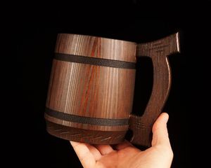 STYLE LOGO SOLID <b>WOODEN</b> BEER VIKING <b>Tankard</b> Mugs with <b>Wooden</b> Solid Handle for Wine Coffee Bar Restaurants - Product Image 1