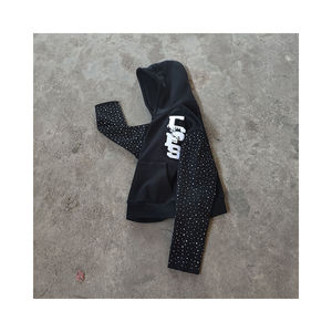 Custom Cotton Acid Wash <b>Zip</b> <b>up</b> Distressed Embroidery Patch Rhinestone <b>Cropped</b> Men <b>Hoodies</b> Made in Pakistan 2025 - Product Image 1