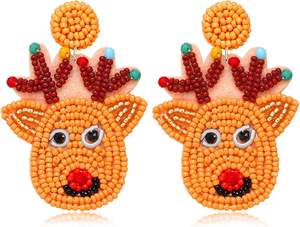 Red Green golden Design European and American Style Breaded Gold Earrings Wholesale Western Beaded Earrings Bohemian Set - Product Image 2