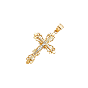 14K Two Tone <b>Gold</b> Plated Copper Alloy Children's Jesus <b>Crucifix</b> Cross <b>Pendant</b> Trendy Religious Charm Zircon Christian Fashion - Product Image 2