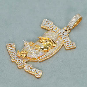 Bijoux hip-hop avec logo personnalisé en argent sterling 925 pendentifs en diamant moissanite pour hommes avec clarté VVS pour toute occasion - Product Image 4