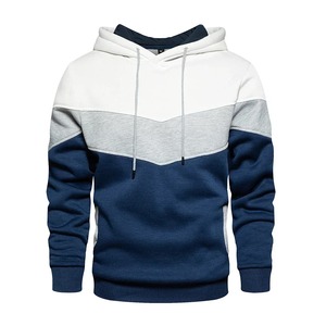 Sweat-shirt ample et décontracté en molleton pour homme, sweat à capuche avec imprimé patchwork, streetwear chaud taille XS - Product Image 1
