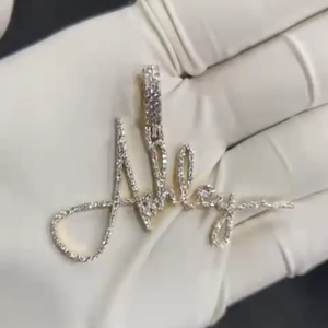 925 Sterling <b>Silver</b> VVS Moissanite <b>Initial</b> <b>Pendant</b> Custom Hip Hop Name Jewelry with Gold Fine <b>Initial</b> <b>Pendants</b> Charms Iced Style - Product Image 2