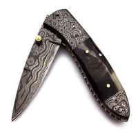 Couteau pliant en acier damas Couteau de poche pliant extérieur professionnel