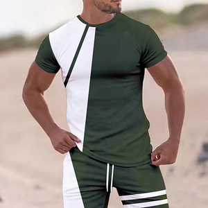 Conjuntos de chándal de moda de verano para hombre, trajes de 2 piezas a rayas negras, pantalones cortos informales de verano con diseño de estampado tejido, novedad de 2022 - Product Image 6