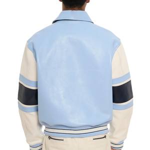 Nueva Chaqueta Varsity 2025 de Cuero PU 100% Piel de Vaca para Hombre, Chaqueta Casual de Cuero con Cuello Alto y Mangas de Cuero - Product Image 4