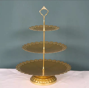 ชั้นวางลูกกวาดและคัพเค้กทำจากทองเหลือง3ชั้นของตกแต่งเค้กของหวานและคัพเค้ก - Product Image 1