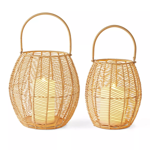 Rustic Handwoven Rattan <b>Candle</b> Lantern Natural <b>Wicker</b> <b>Candle</b> Holder for Events, Home Decor, and More <b>Wicker</b> Lantern - Product Image 4