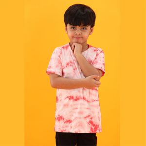 Camiseta de algodón puro tejido para niños, cuello redondo de longitud Regular, Media manga, color rosa, 100% - Product Image 5