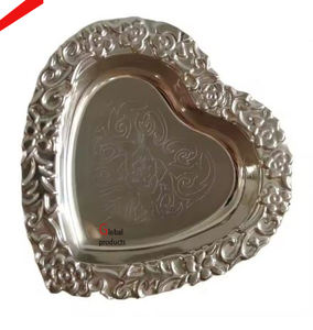2025 plateau de service en forme de coeur en acier inoxydable en métal look royal pour restaurant et bar d'hôtel - Product Image 1
