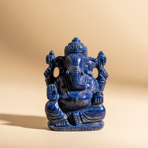 Estatuilla de Estatua de Ganesha tallada a mano con lapislázuli, piedras preciosas semipreciosas, artesanía india, regalo de negocios grabado - Product Image 1