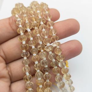 8-Inch Long <b>Citrine</b> Carved Pumpkin Beaded Strands Loose Gemstone Supplier-Melon Beads - Product Image 4