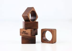 Porte-serviette en bois carré avec décor de table rustique en métal pour les fêtes de mariage, les hôtels et les repas. - Product Image 4