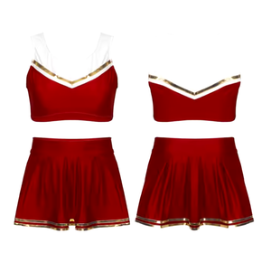 ชุดเชียร์ลีดเดอร์สีดำและสีเขียวนีออน แขนยาว สำหรับการแสดง ประดับด้วยคริสตัล - Product Image 4