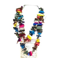 Collier Maxi Pencils en perles de bois imitation perle - Style bohème pour fête d'été unisexe