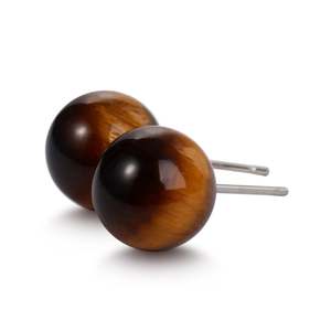 Boucles d'oreilles rondes en œil de tigre naturel Jeulia Burst of Courage - Product Image 2