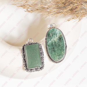 Pendentif ovale en aventurine verte naturelle, cabochon, cristaux de guérison de qualité supérieure pour la méditation, bijoux pour occasions spéciales, prix de gros. - Product Image 3