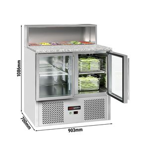 Mostrador refrigerado comercial Saladette ECO - 903 mm - 240 L - 2 puertas de vidrio - con tapa abatible de acero inoxidable para 5 x GN 1/6 - Product Image 2
