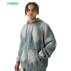Sweat-shirt à capuche zippé en molleton de coton épais, style vintage délavé, épaules tombantes, séchage rapide, personnalisable OEM - Product Image 6