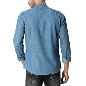 Chemise en jean pour homme, vêtement de mode, respirante, 100% coton, séchage rapide, personnalisable, vente chaude, taille personnalisée - Product Image 2