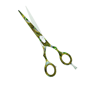 Tijeras de pelo recubiertas de papel personalizadas, tijeras de corte de pelo con bordes de maquinilla de afeitar de 5,5 ", tijeras de peluquero de acero inoxidable - Product Image 1