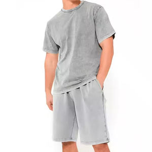 Conjunto de Chándal de Felpa Personalizado, Camiseta y Pantalones Cortos, Estilo Vintage con Hombros Caídos, Conjunto Deportivo de Invierno de Peso Pesado - Product Image 1