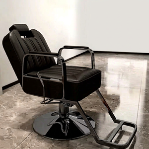 Chaise de coiffeur moderne noire durable, inclinable, réglable en hauteur, base à pompe hydraulique, garantie de 2 ans pour salon de beauté - Product Image 1