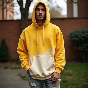 Sudadera con capucha recortada de DOBLE CAPA | Ropa de calle personalizada Sudaderas con capucha rasgadas Hombres Lavado con ácido de piedra Sudadera con capucha desgastada de doble capa con dobladillo crudo - Product Image 3