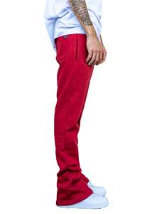 กางเกงวอร์มทรงซ้อนสีแดงสำหรับผู้ชายกางเกงขาบานของผู้ชาย - Product Image 5