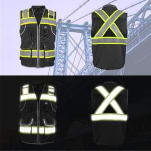 Tela de malla reflectante transpirable funcional 100% fibra de poliéster chaleco de seguridad reflectante duradero alto brillo noche al aire libre - Product Image 5