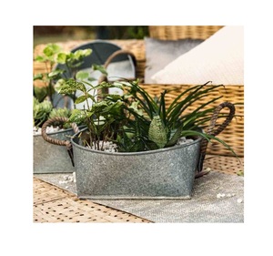 Pot de fleurs en métal, pot de fleurs, articles de maison galvanisé, pot de plante en zinc, vintage, rustique, en fer galvanisé, seau de plante en métal - Product Image 6