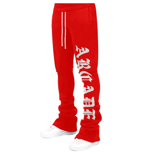 3D Custom Puff <b>Print</b> Stack Sweatpants Man Drawstring <b>Trousers</b> 100% Cotton French Terry Joggers <b>Men</b> Stacked Pants - Product Image 2