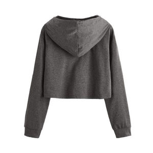 2024 nuevo diseño recortado Logo pulóver sudadera de alta calidad de manga larga Yoga Crop Top personalizado XS sudaderas con capucha para mujer para invierno - Product Image 5