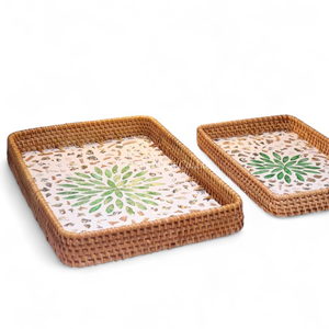 Bandeja de Nácar Natural con Ratán para Servir Aperitivos y Bebidas Diariamente en la Mesa de Comedor - Product Image 2