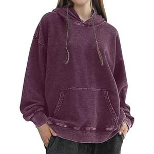 Sudadera con capucha de algodón 100% para mujer, diseño personalizado, hombro caído, lavado con ácido, peso pesado, bordado 3D, colocación frontal - Product Image 6