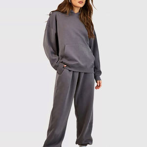 Survêtement décontracté de haute qualité pour femmes vente en gros de matériel polaire confortable manches longues couleur unie ensemble d'hiver - Product Image 2