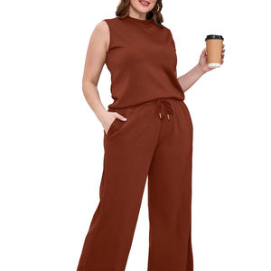 Essential Pullover Basics Fleece Algodón Poliéster vintage lavado liso Fabricantes al aire libre algodón mezclado conjunto de 2 piezas mujeres - Product Image 5