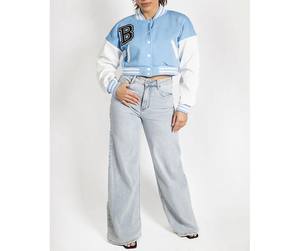 Chaqueta Varsity Corta Informal para Mujer, Estampada, de Lona, 100% Algodón Ecológico, Acolchada, Transpirable, con Mangas Completas - Product Image 3