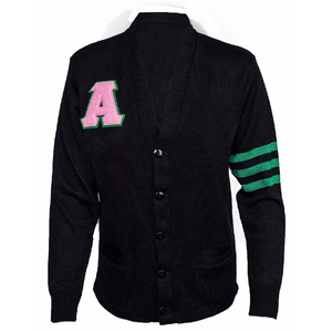 B2B personalizado 1908 Logo hermandad AKA Cardigan cuello en V suéteres de mujer Rib Knit College bordado algodón Varsity tejido Casual - Product Image 1