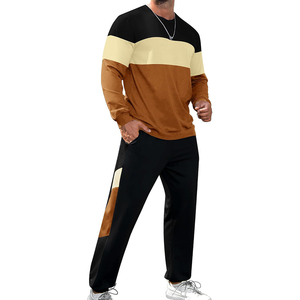 Venta al por mayor Chándal Hombres 2 piezas 100% Algodón Cremallera Chaqueta Cintura con cordón Pantalones de chándal Conjunto Casual Trajes de calle - Product Image 4