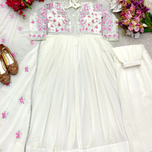 Nuevo conjunto de Fox Georgette Gwon Plazzo y Dupatta, ropa india y pakistaní completamente cosida, lista para usar - Product Image 1