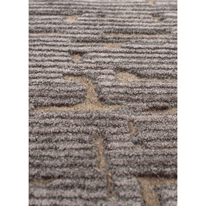 Alfombra de Lana y Viscosa Tejida a Mano en Gris y Negro con Diseño Abstracto de Rayas Rectangulares para Sala de Estar, Modelo TR-15282 - Product Image 3