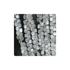 Cuentas de Briolette facetadas de piedra lunar blanca Natural personalizadas al por mayor, 7mm, aproximadamente 8 pulgadas, hebra de cristal negro, fabricación de joyas - Product Image 5