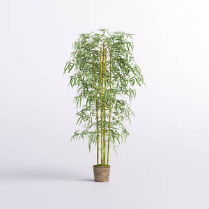 Arbre de bambou en soie de 73 pouces dans un panier tissé Plante d'intérieur artificielle élégante - Product Image 1