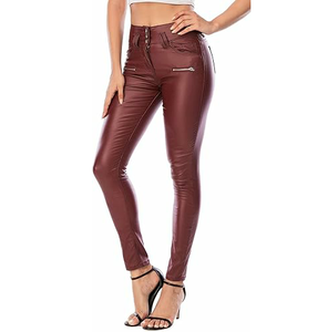 Pantalon en cuir pour femmes, tenue décontracté, haut de gamme, respirant, pantalon en cuir pour femmes personnalisé - Product Image 4